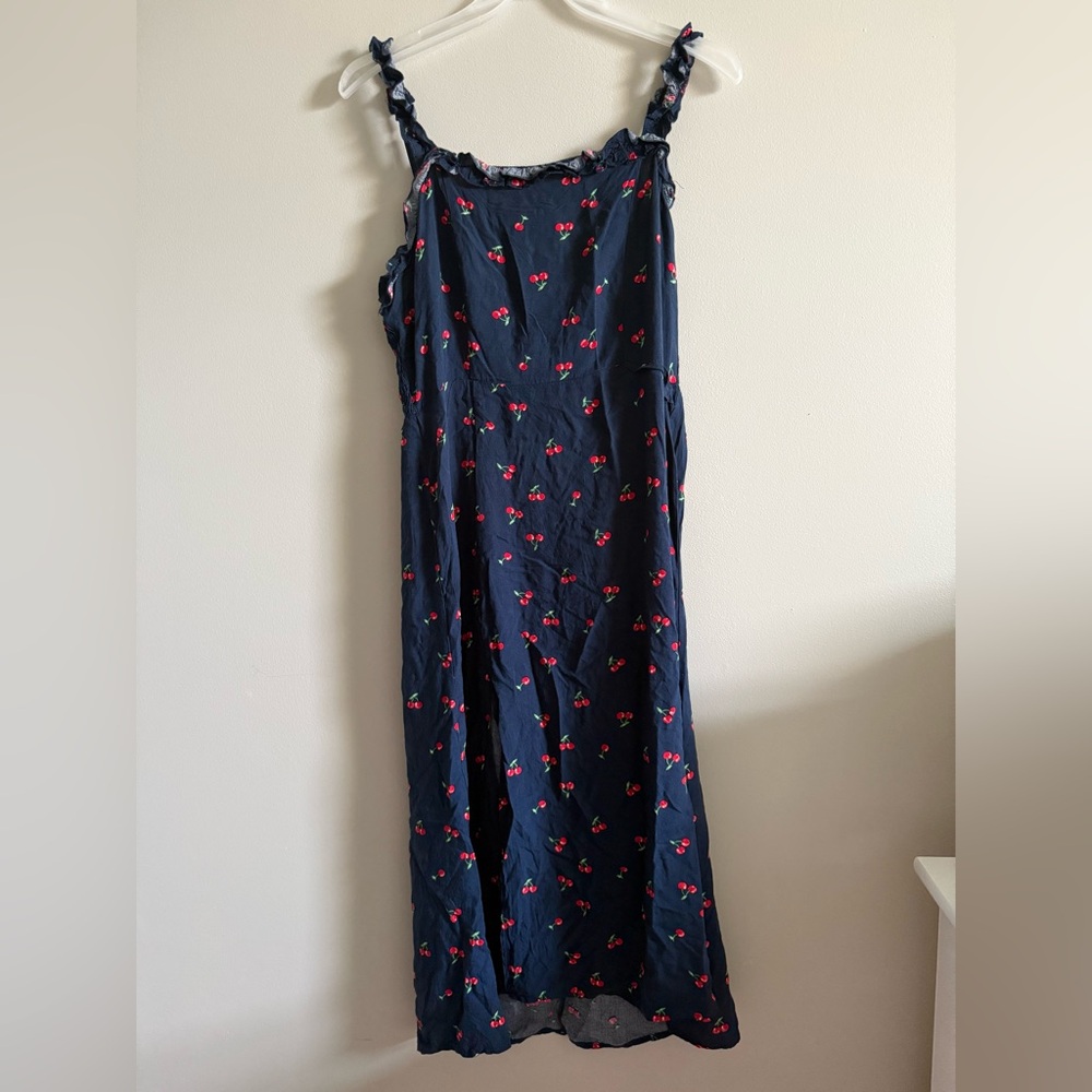 Navy Dress with Cherry Print